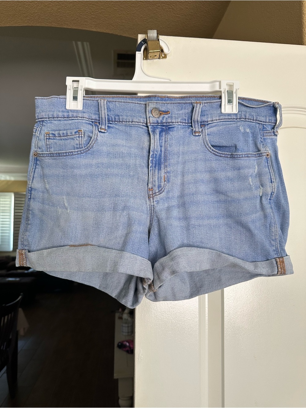 Light Blue High Waisted Denim Cuffed Women’s Shorts